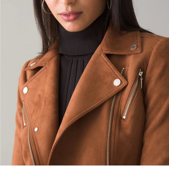 White House Black Market Tan Leather Jacket - Picture 3 of 6